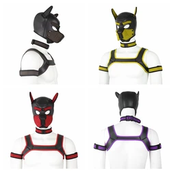 8 Colour Puppy Play Dog Hood Mask Men's Chest Strap Neck Collar Armband Sexy Costume Slave Role Play Set Party Masks