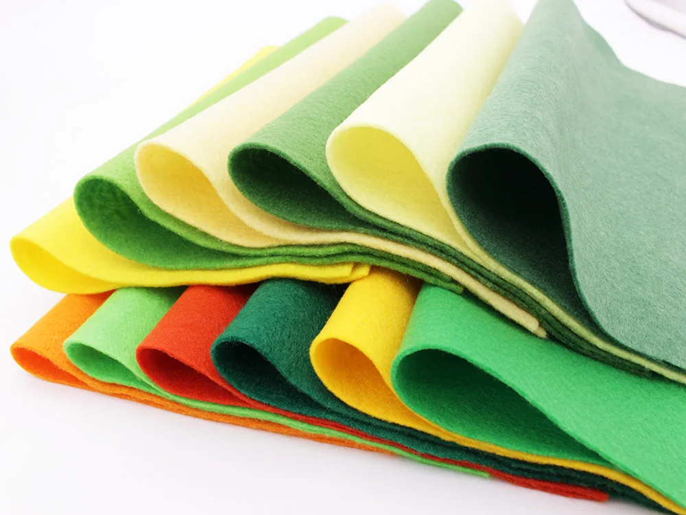 1,2 mm grüner gelber weicher Filz für DIY-Handarbeit, Nähen, Stoff, Basteln, Puppen, Handarbeiten, Polyesterstoff, 12 Stück/Lot, 25 cm x 28 cm – Detail 5