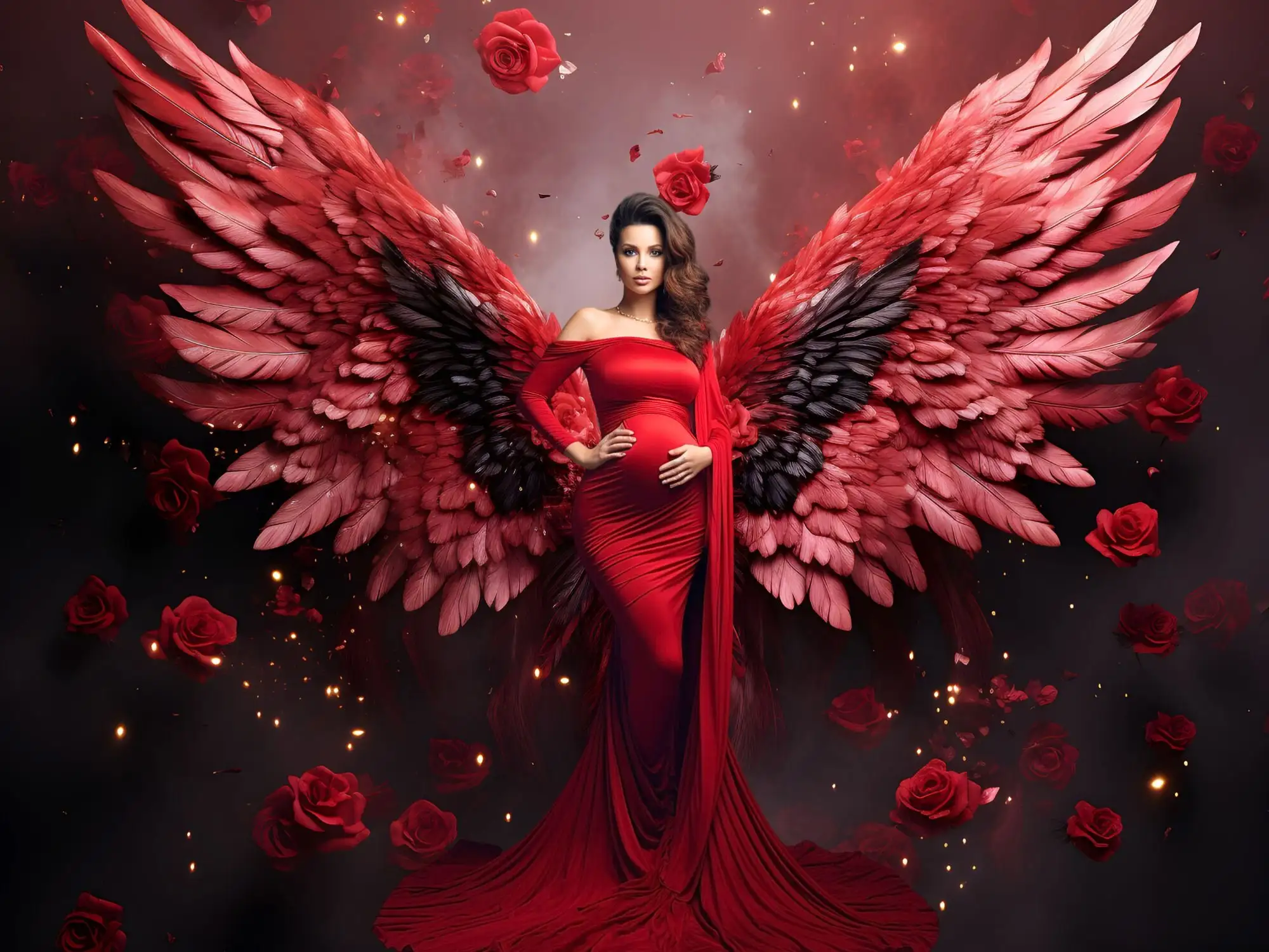 Mehofond-Fondo de fotografía para adultos, rosa roja, Floral, alas de Ángel, cumpleaños, boda, maternidad, Retrato, decoración, foto Studi