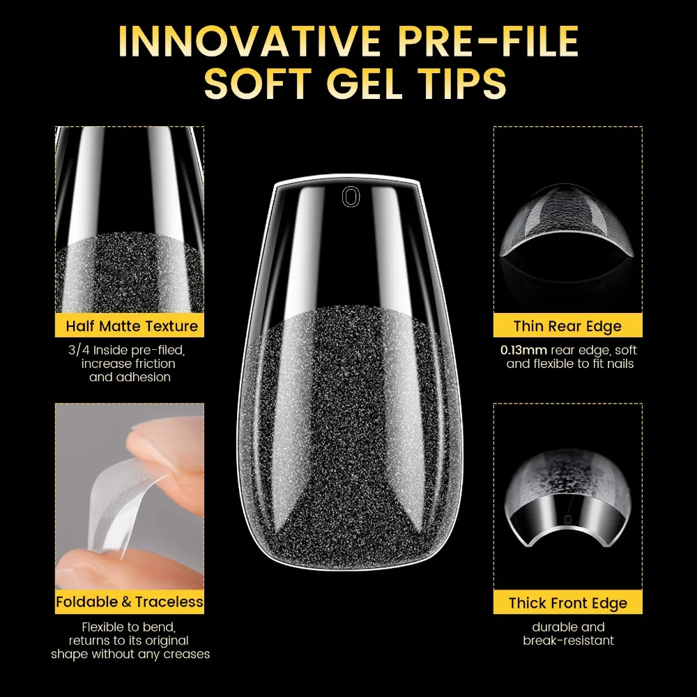 288 قطعة جديد الاكريليك قصيرة اللوز مسمار نصائح ماتي غطاء كامل قبل الشكل واضح الأظافر نصائح واضح الأظافر الاصطناعية DIY بها بنفسك مانيكير