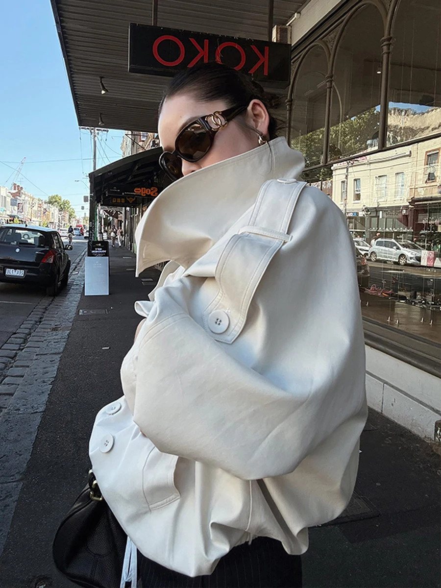 

Lose Fit ort Women's Jaet Double Breasted White Sle Spring 2026 Collection ature High-End Feelings Outerwear