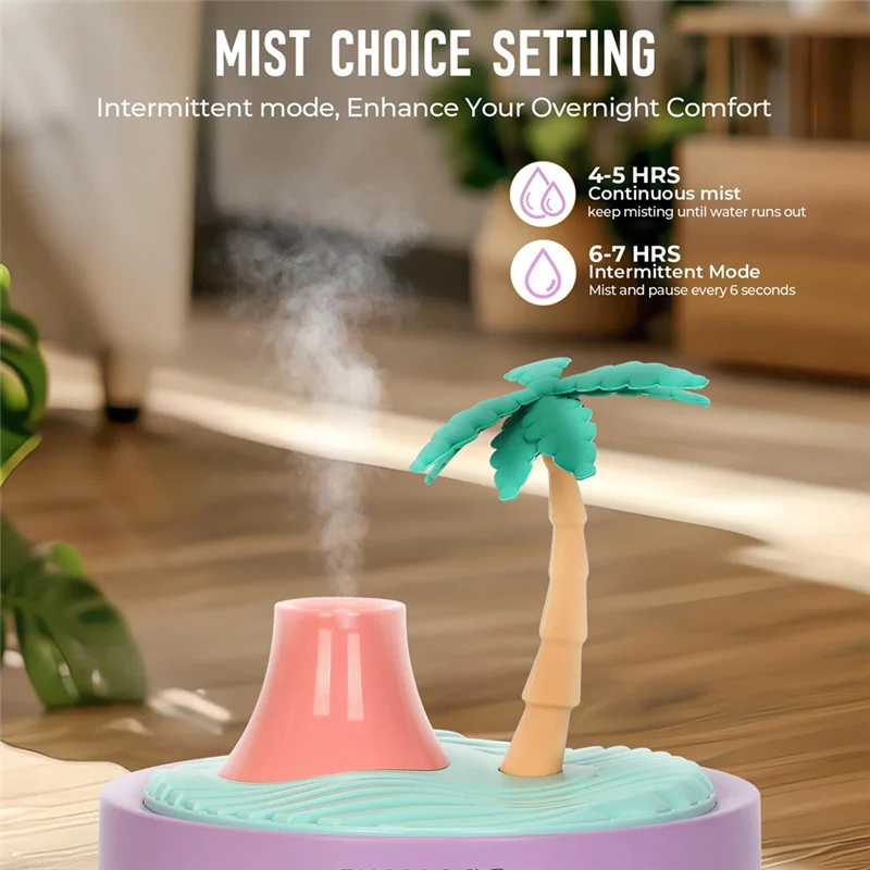 A84G-Cute Mini Humidifier Coconut Tree Desktop Humidifiers For Bedroom Portable Small Cool Mist Humidification For Home