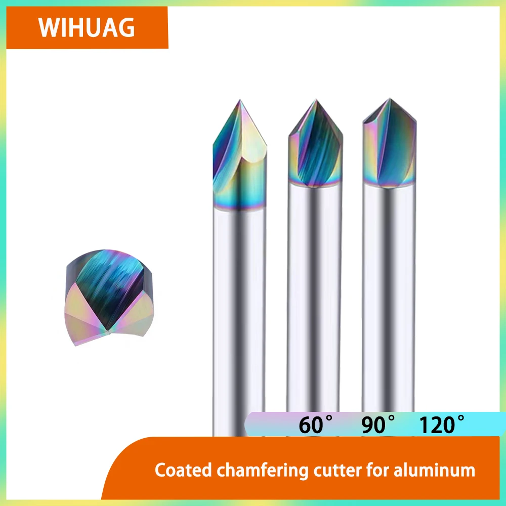 

2-Edge Chamfering Cutter Tungsten Steel Carbide Chamfer End Milling 60° 90° 120° CNC 3-20mm 1pcs Aluminum Coated