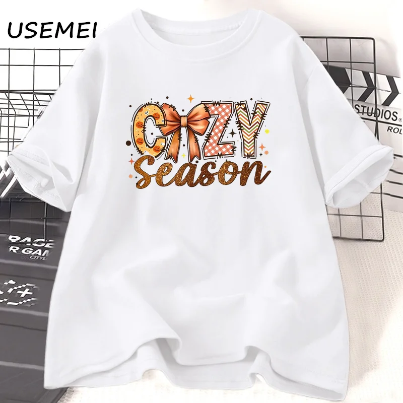 Cozy Season Fall T-shirt Autumn Retro Halloween Tshirt Thanksgiving Cotton Short Sleeve Fall Cozy Pumkin Graphic T Shirts Tops