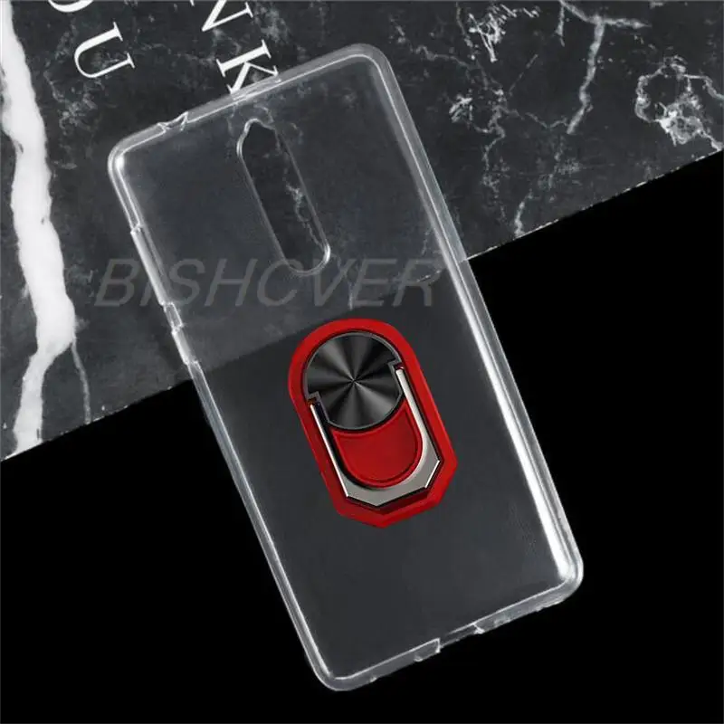 Magnet Phone Case For Nokia 8 TA-1004 TA-1012 Shockproof Soft TPU Silicone Cover On For Nokia 8 Case With Ring Holder