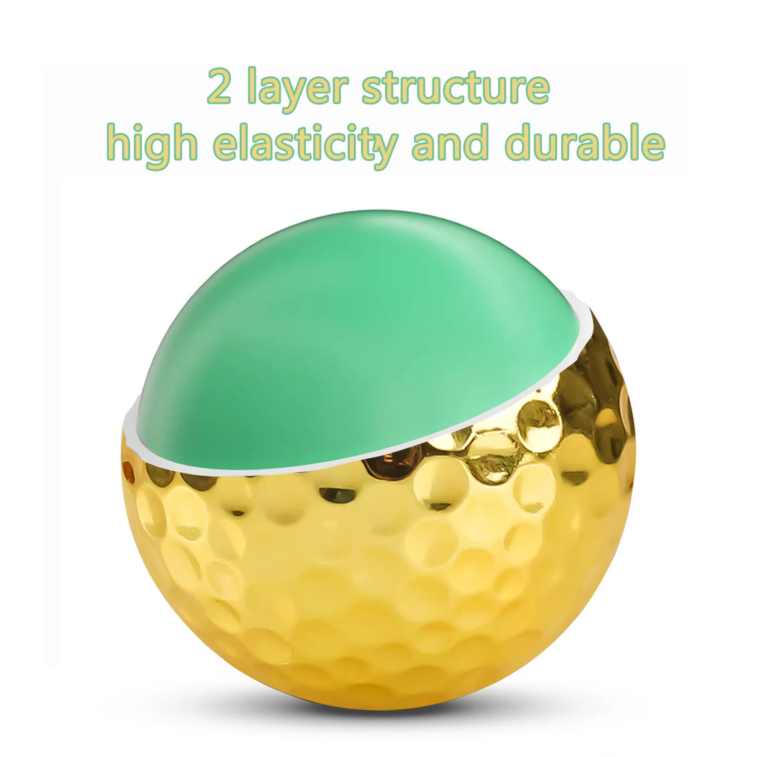 CRESTGOLF 6 Pcs Two Layer Golden Golf Balls Golf Practice Balls Training Two Pieces Balls As Gift