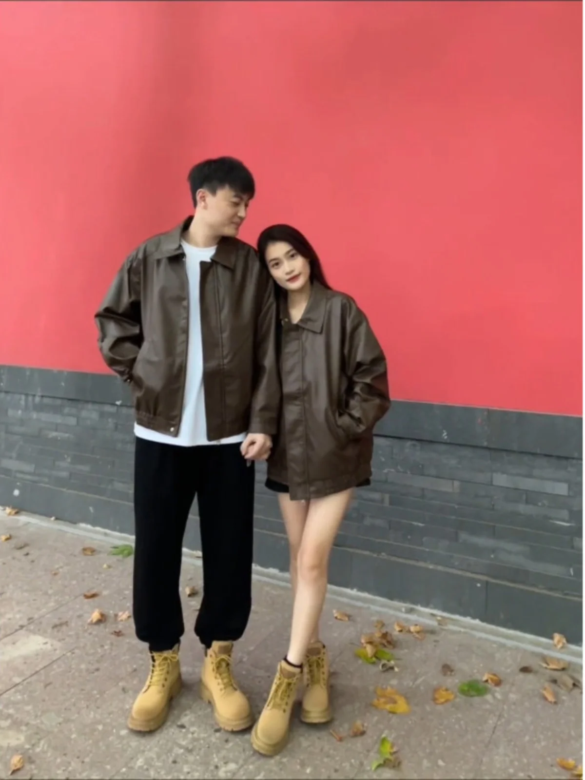 

Мужская кожаная куртка-бомбер свободного кроя из полиэстера для пар, весенняя модная универсальная верхняя одежда