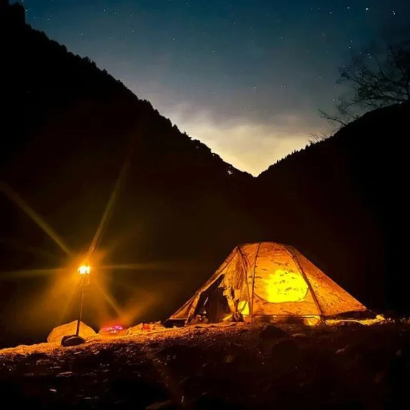 야외 초경량 캠핑 텐트 방수 행진 위장 야간 이중층 싱글