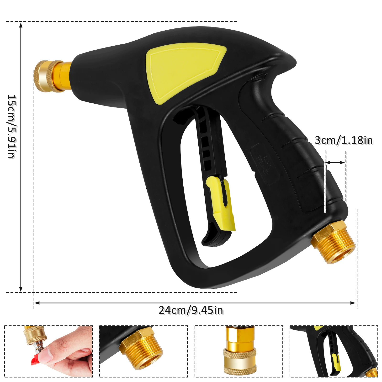 High Pressure Household Cleaning Machine 5000 PSI Hose Connector Sprayer Foam Sprayer Water Gun Tool for Car Home Cleaning