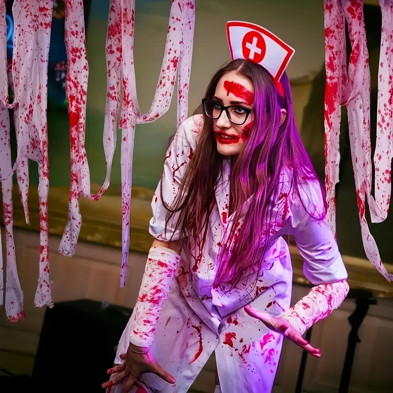 Halloween Variety Blood Stained Gauze Warning Tape Isolation Tape Gauze Blood Stained Bandage Halloween Decoration