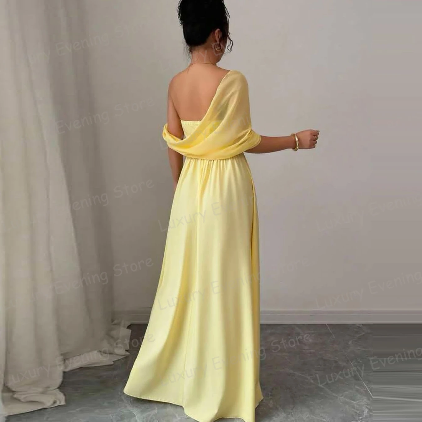 Luxe Une Ligne Robes De Soirée Sexy Une Épaule Satin Robes De Bal De Mode Plage Fête Personnalisé Robes De Noche فساتmavera