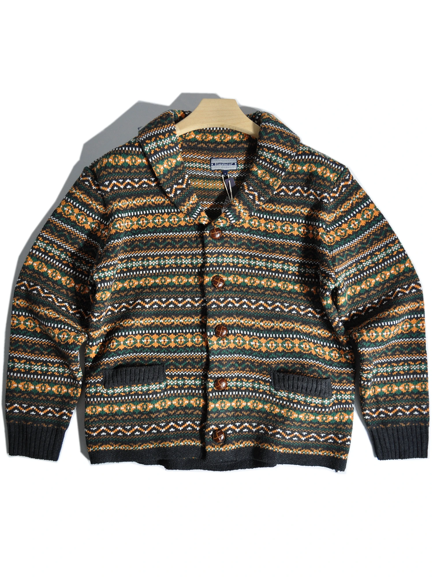 

Американский ретро-кардиган в стиле Fair Isle, вязаный, этнический, с воротником, для многослойного ношения, верхняя одежда для мужчин