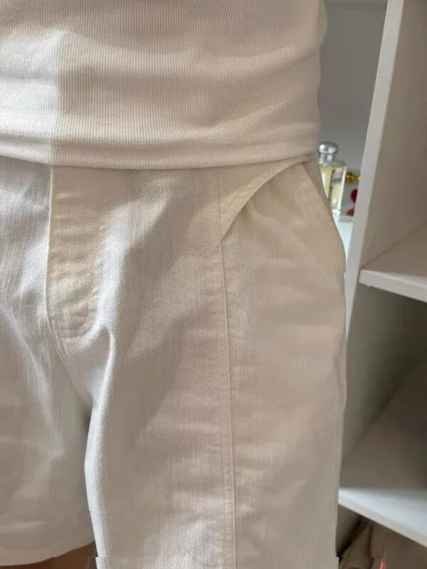 Свободные прямые мужские ноги длиной пять четвертей, повседневные летние универсальные брюки со средней талией, молодежные энергетические белые сращивания в стиле ретро