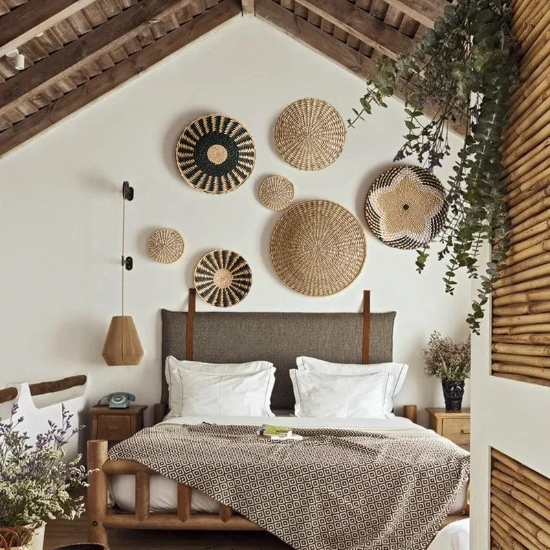 Set Di 3 Decorazioni Da Parete In Macramè Bohémien, Fatte A Mano, Fibra Marrone 30x122 Cm