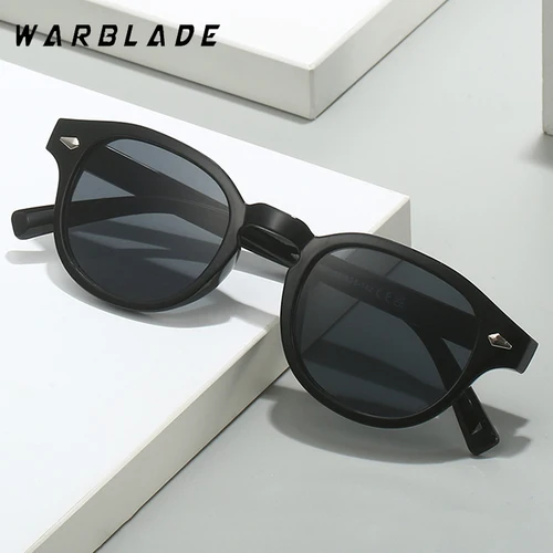 Imagen 2 del producto Gafas de sol redondas Vintage simples para mujer y hombre, diseño de marca de lujo, remache Retro, lente amarilla y azul, gafas de sol cuadradas para mujer UV400 2025