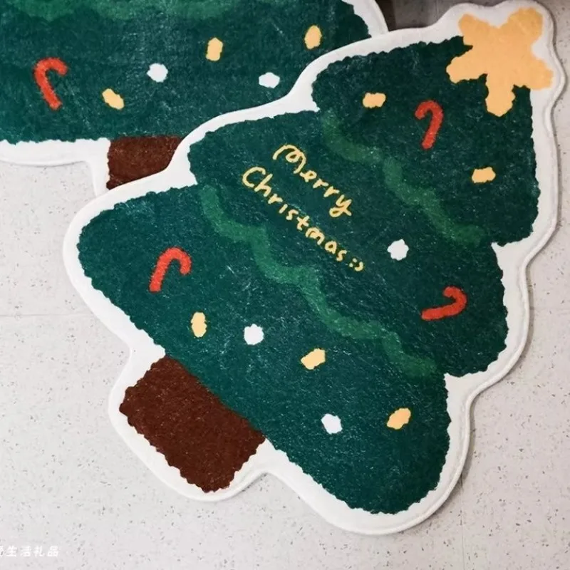 Christmas Tree Carpet for Living Room Christmas Rug  for Bedroom Ins Cashmere Home Decoration Bedroom Non-slip Bedside Carpet