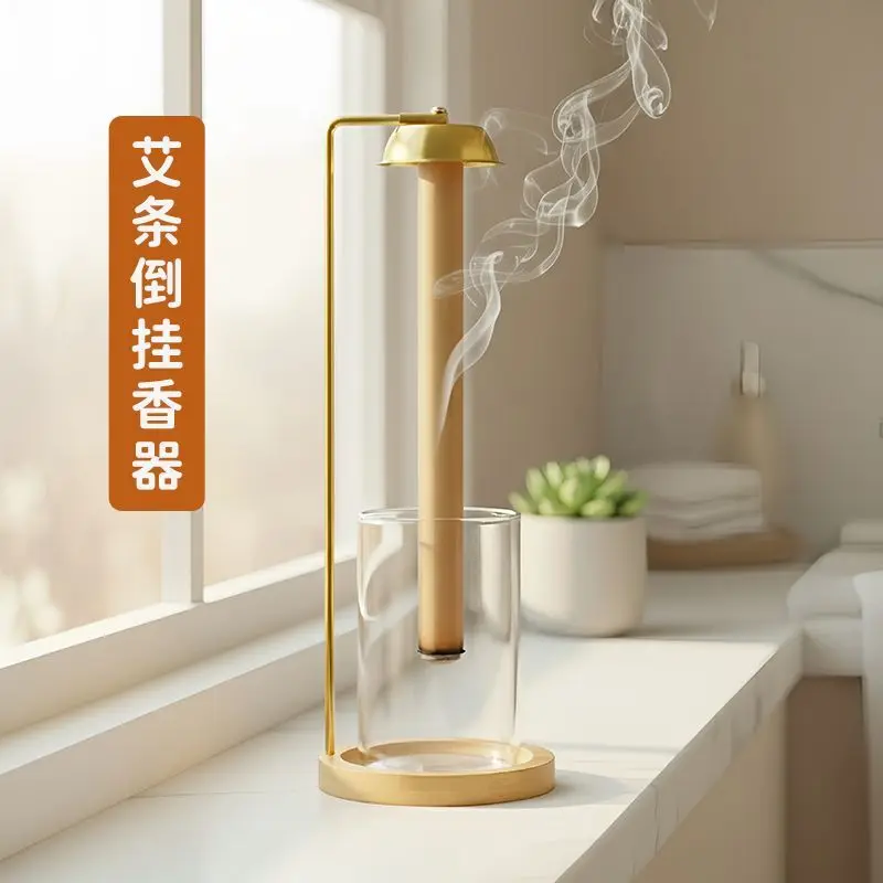 Creative upside down moxa stick incense device Bamboo glass moxa burner Special base for moxa stick fixing frame
