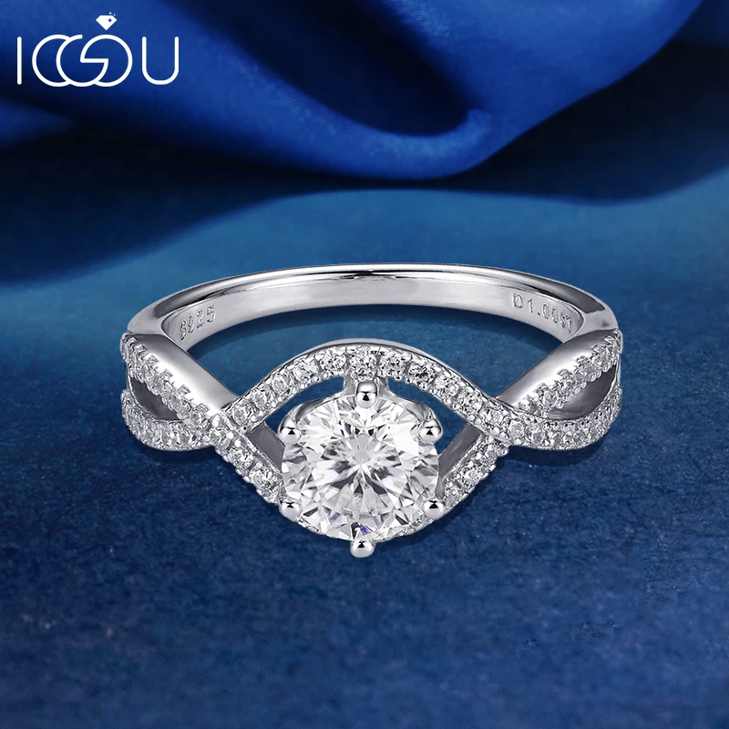 

IOGOU D Color VVS1 6.5mm 1CT Moissanite Lab Created Diamond Engagement Ring for Women 925 Sliver Infinite Wedding Ring Jewelry