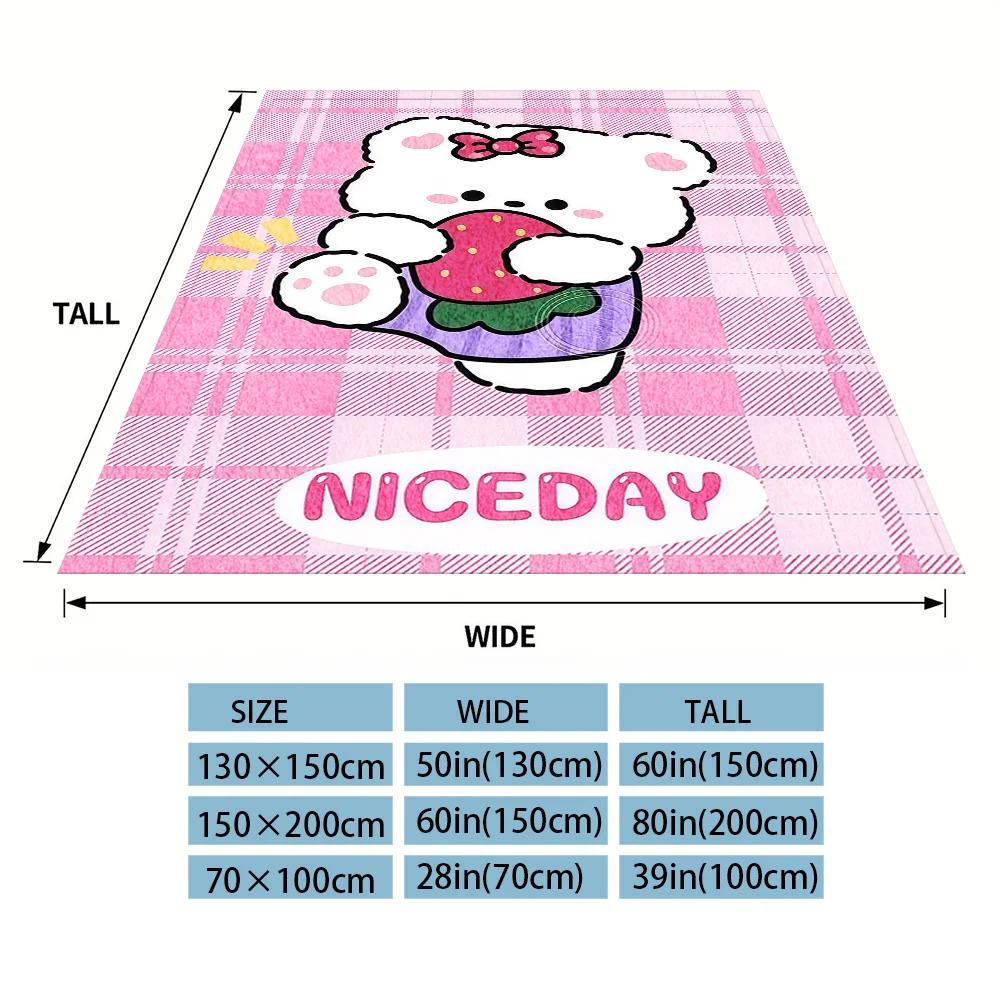 Berry Bear Nap Blanket,Flannel Blanket,Suitable For Sofas,Beds,Cars,Rooms,Offices,Camping,Exquisite Gift Blankets