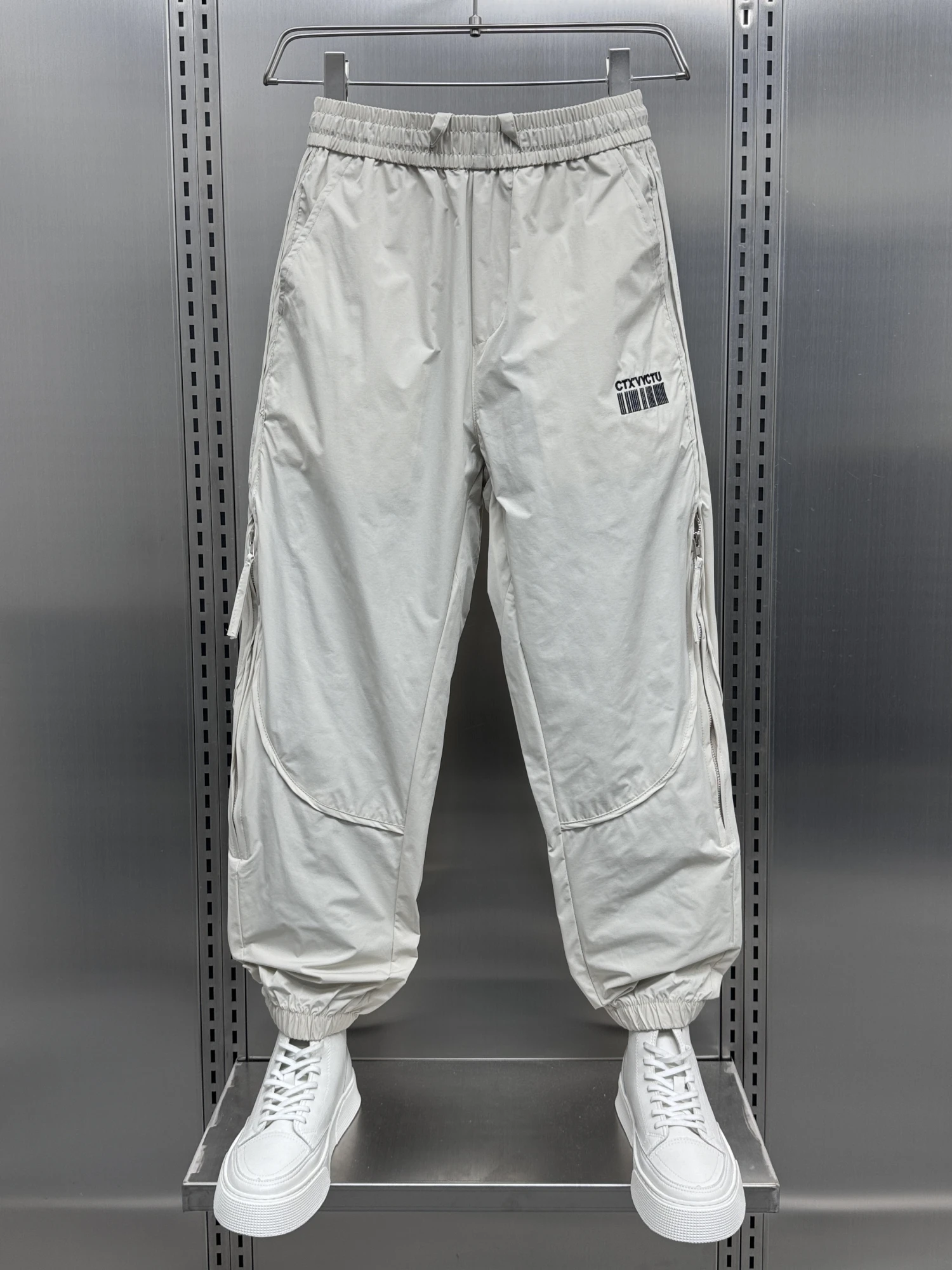 

Trendy Brand Men's Summer Thin Embroidered Zipper Workwear orts Casual Loose Fit Harlan Sle Breathable Elastic Waist Pants