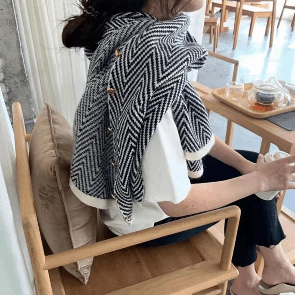 

Soft Striped Imitate Cashmere Scarf Thickened Winter Cashmere Scarves Warm Knitted Long Shawl Women