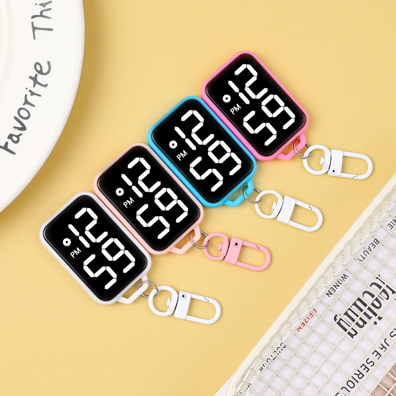LED Keychain Pocket Watch Digital Display Electronic Watch Youngster Student Nurse Pocket Watch Timepiece Backpacks Keys Pendant