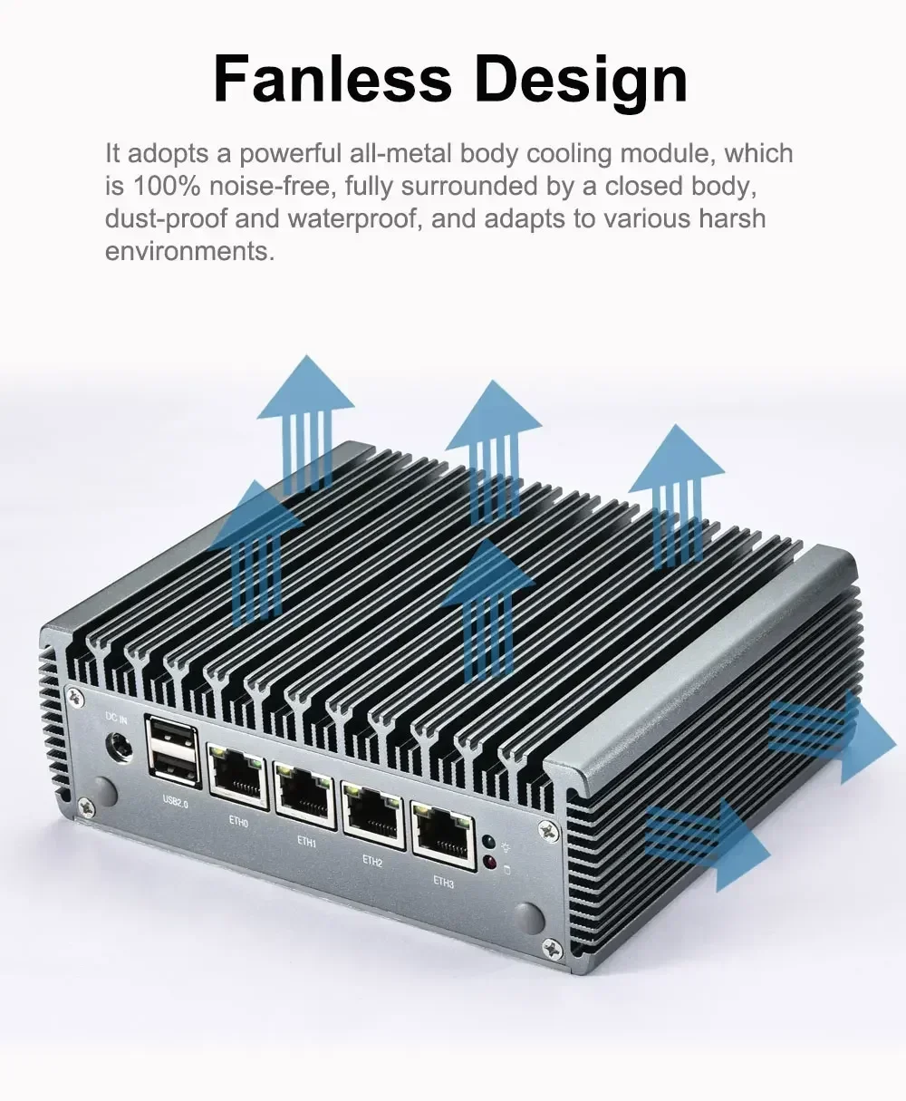 Chatreey 2.5G pfSense Firewall intel Pentium N4000 4*Intel i225 Nics Soft Router DDR4 Fanless Mini PC OPNsense VPN Server