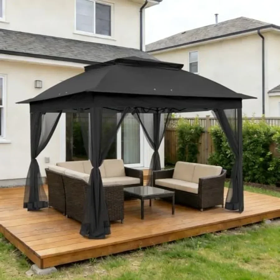 Pop up Gazebo 11x11   Tent with Mesh Netting Patio Gazebo with 121 Square Feet of Shade 4 Weight Bags Included