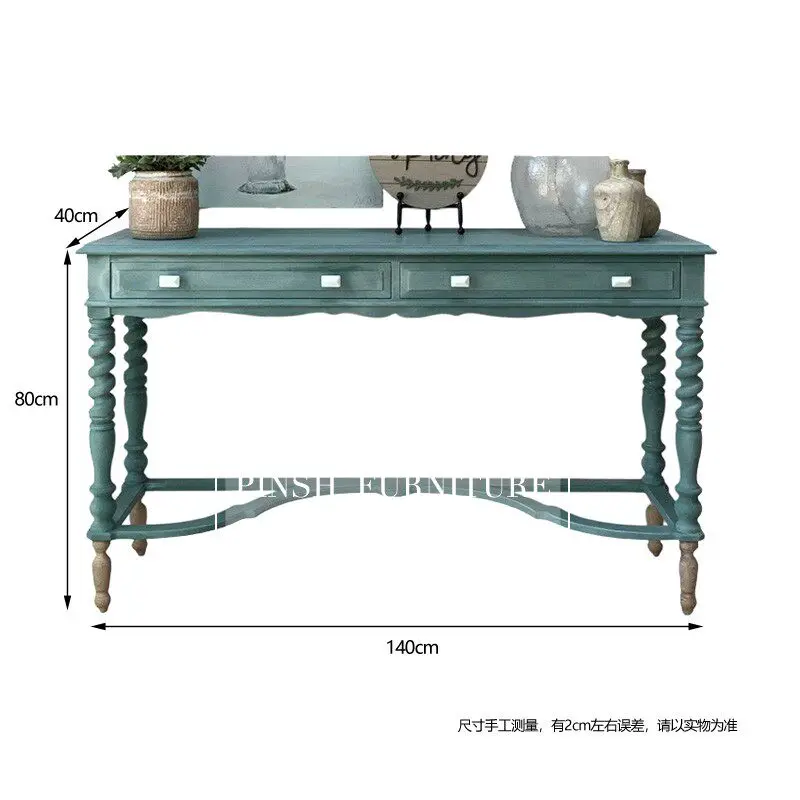 French retro porch entry against the wall rural solid wood long table
