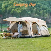 Camping Tent 5-8 Person Double Layers Oversize 2 Rooms Thickened Rainproof Outdoor Family Camp Tour Equipment