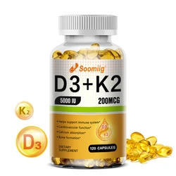 Vegan Vitamin D3+K2 Capsules Improves Calcium Metabolism Promotes Bone Health Heart and Immune System Health