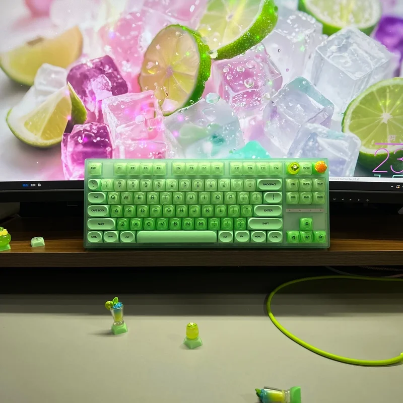 Lime Jelly Green Mechanical Keyboard keycap 87 Key Wired Computer Office Esports Games Keyboard Customized Hot Plug Keyboard
