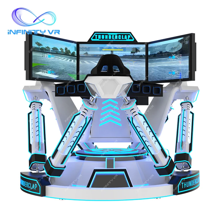 VR Racing Simulator Driving Cars Arcade Dynamic Motion Drive Cockpit Equipment 6 DOF Cylinder 3 Screen 2024 New VR Game Machine