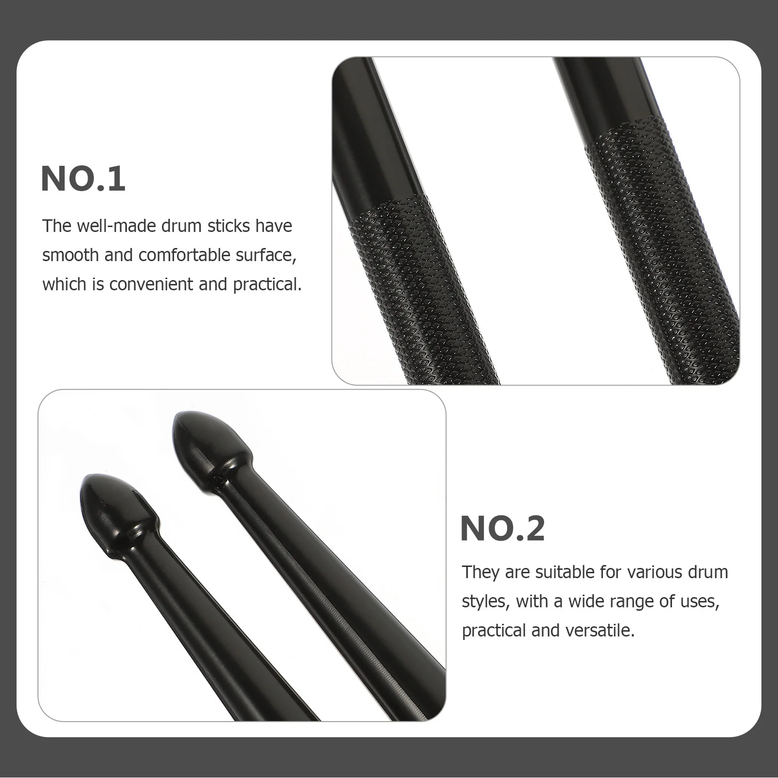 

1 Pair Double-End Drum Sticks Felt Tips Jazz Percussion Instrument Stage Performance Nylon Drumstick Accessories Music