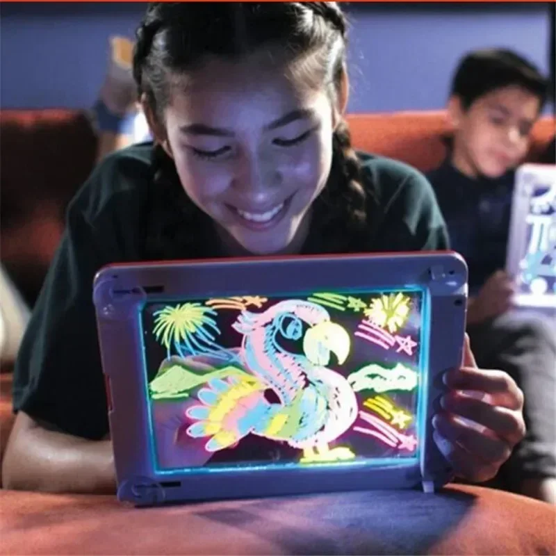 LED's Lichten Glow Art Tekenspeelgoed 3D Magisch tekenblok 8 lichteffecten Puzzelbord 3D-schetsblok Tablet Creatief kinderpencadeau