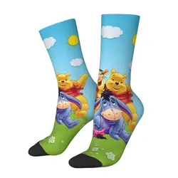 Novelty Mens Cartoon Bear Winnie The Pooh Dress Socks Unisex Comfortable Warm 3D Printing Crew Socks