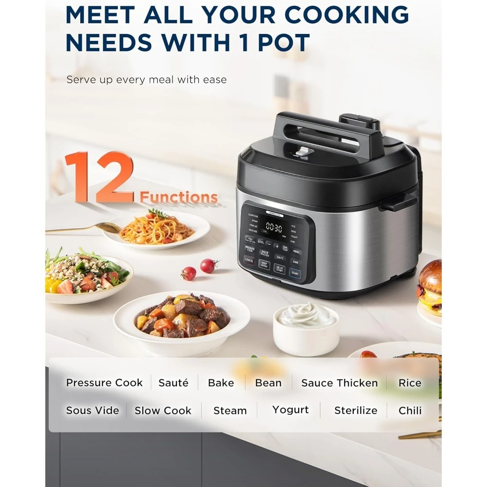 Popular-12-in-1 Electric Pressure Cooker, 6.5 Quart, 12 Presets, Multi-Functional Programmable Slow Cooker, Rice Cooker-NEW
