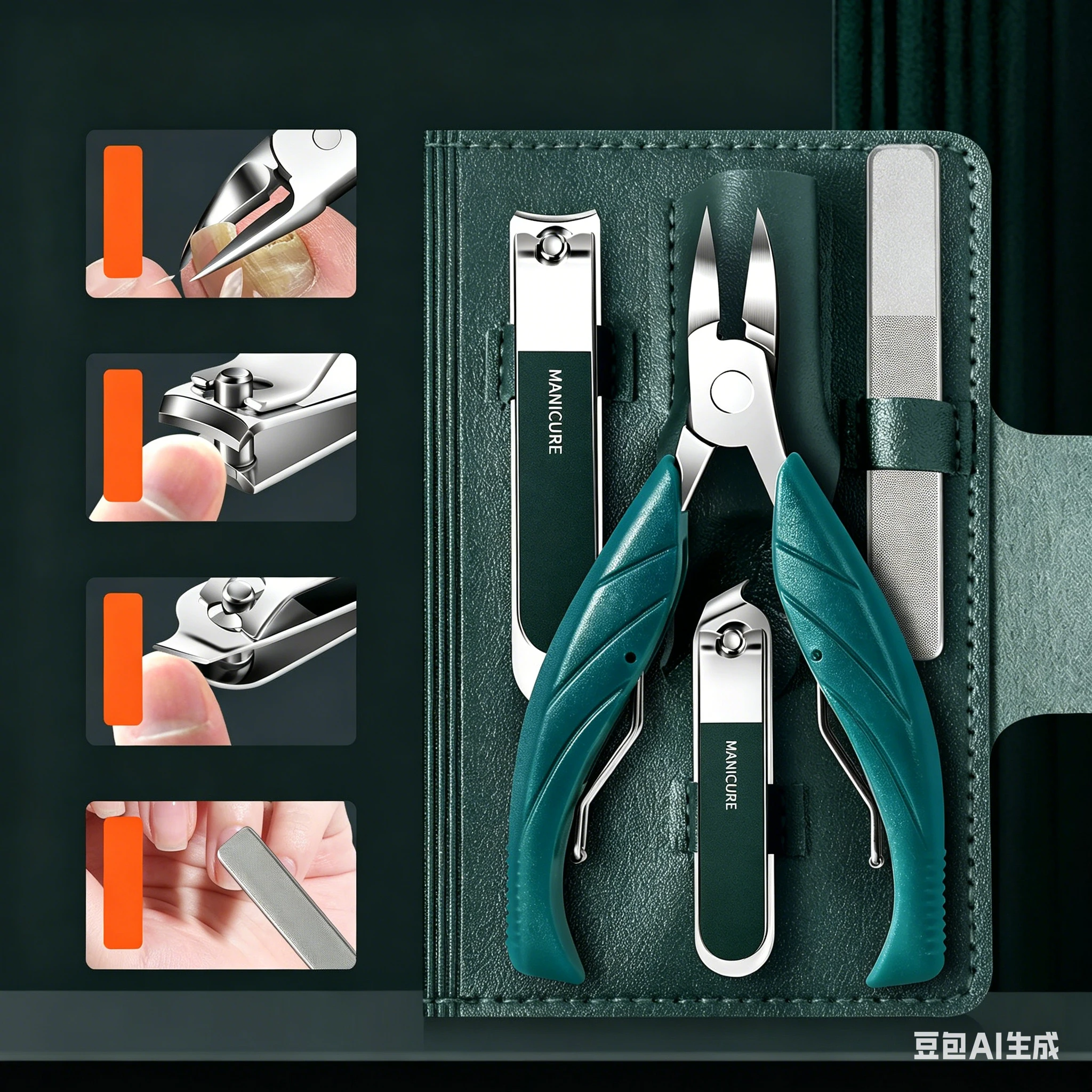 

Toenail Clipper Set, Stainless Steel Heavy Duty, for Thick & Ingrown Nails, Professional Pedicure Kit with Leather Case