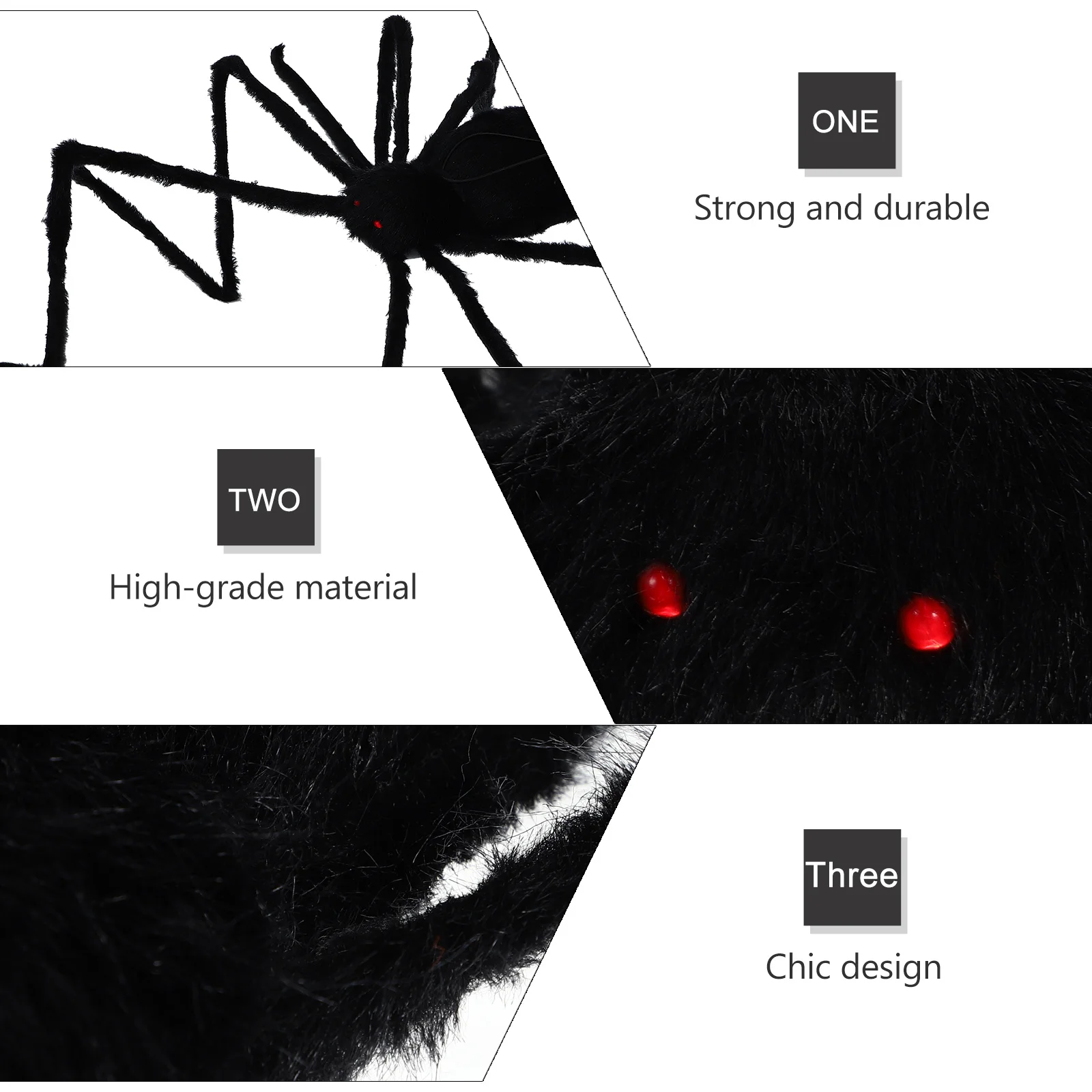 

1Pcs Realistic Halloween Luminous Vibrate Spider Decoration Black Scary Simulated Party Prop Prank Luminous Sound Spider