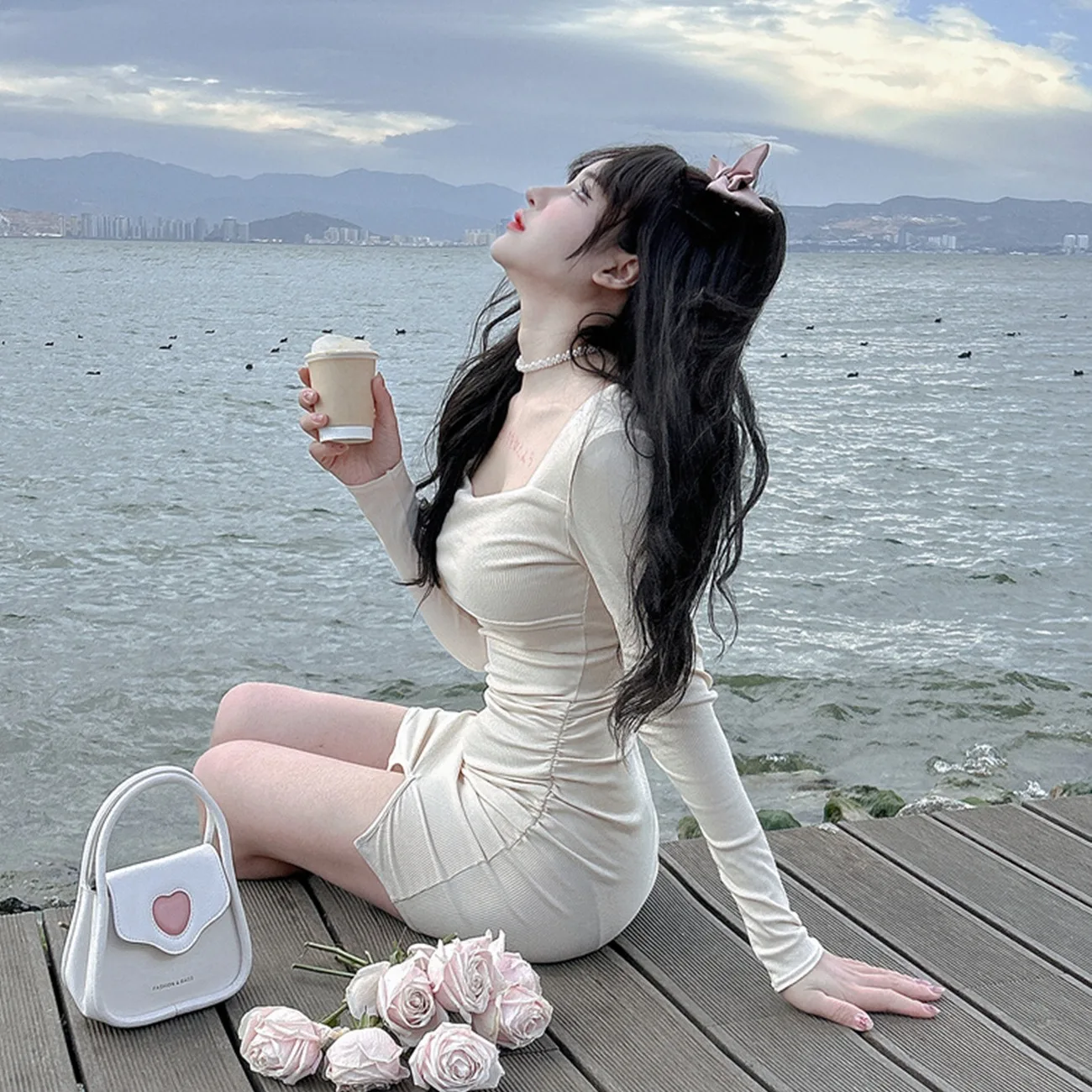 

Sexy Slimming Long Sve Wrap Dr High Waist Pure Desire Autumn New Sle Women's Faion Dr H-ape Bodycon ort Dr