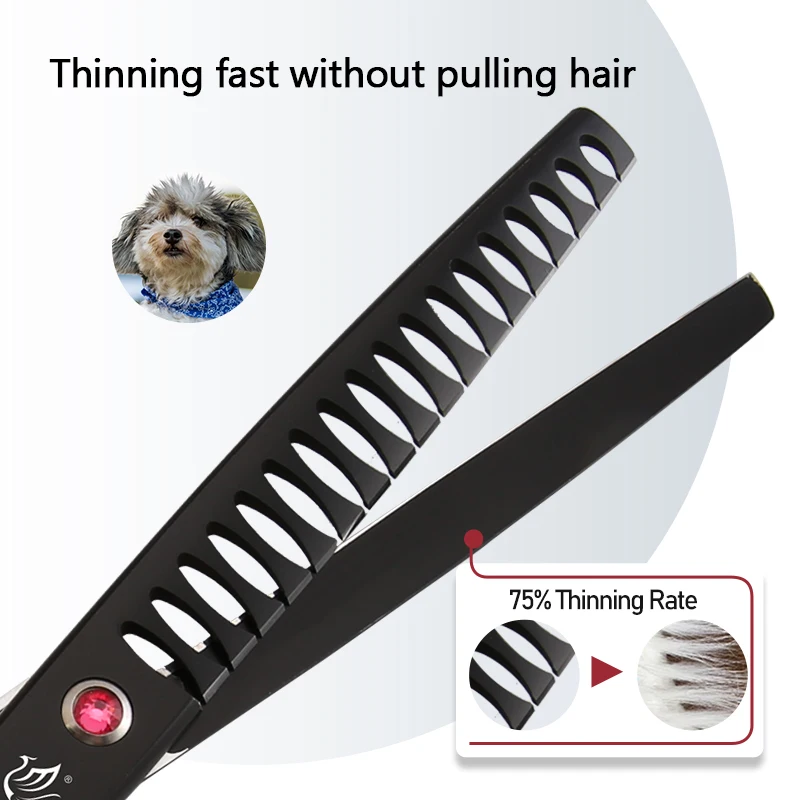 Fenice 7.0 inch 7.5 inch Stainless Steel Pet Thinning Scissors for Dog Grooming thinning rate 75%