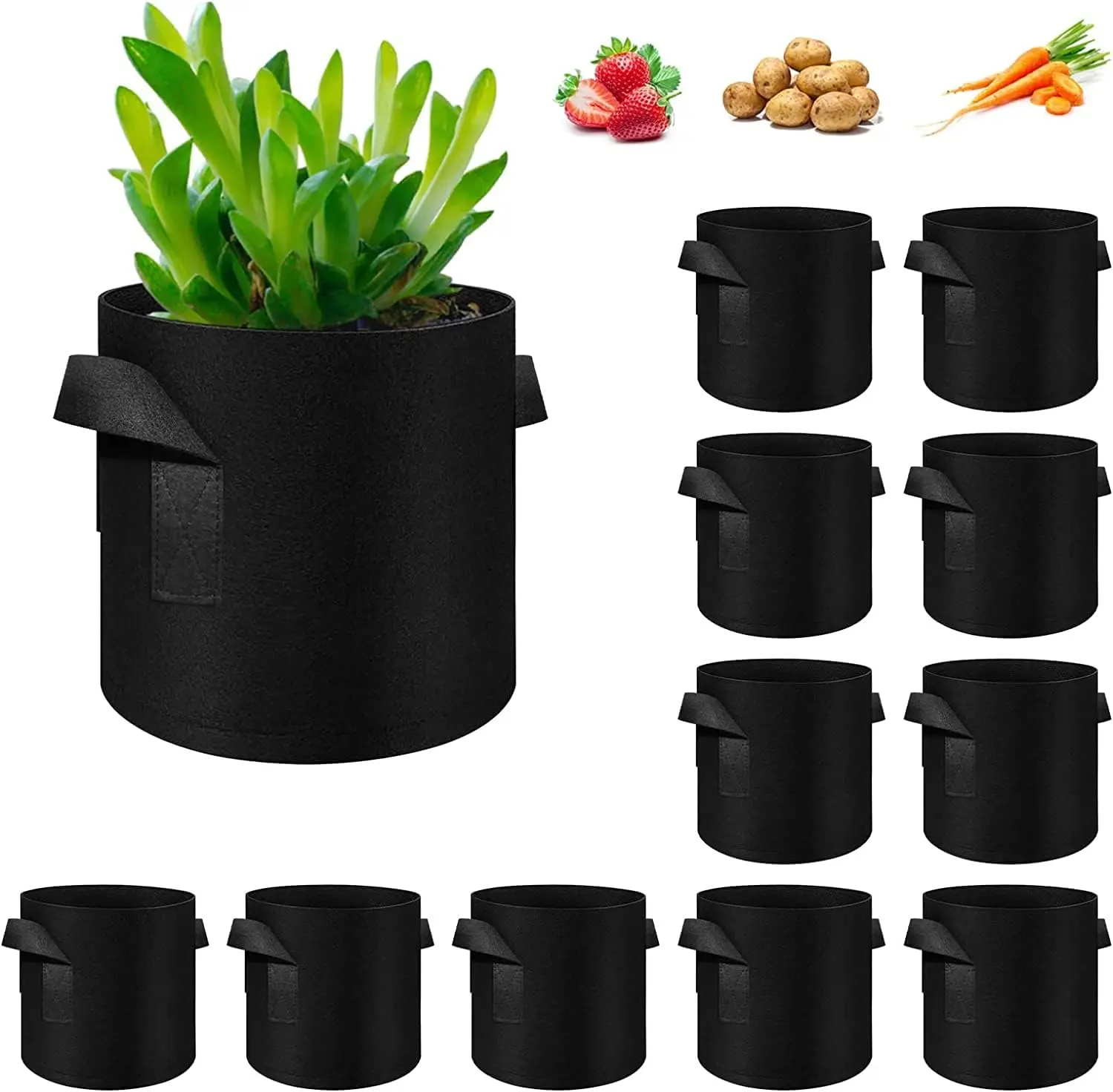 

12 Pack 20 Gallon Plant Grow Bags, Thickened Nonwoven Fabric Pots with Handles, Vegetable Planter Bags Containers, Cloth