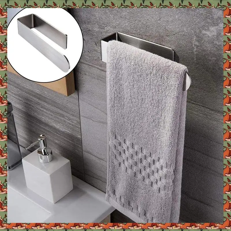 

2 Piece Adhesive Towel Holder Towel Rail Self-Adhesive Bath Towel Holder Towel Holder Silver Bathroom Towel Holder
