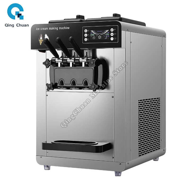 Настольные машины для мягкого мороженого, три вкуса, 100, мороженое/ч, умная панель, холодильное оборудование
