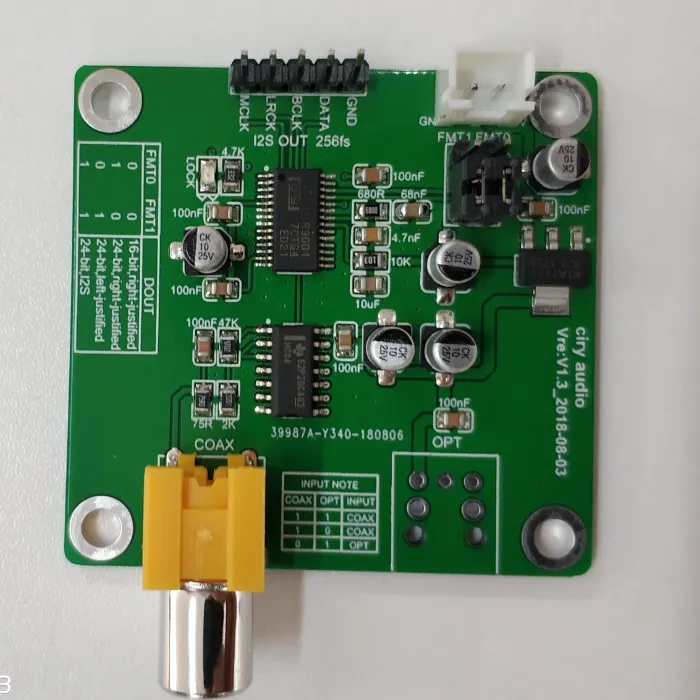 DIR9001 Module Coaxial / Fiber Optic Reception SPDIF to I2S Output 24bit 96khz