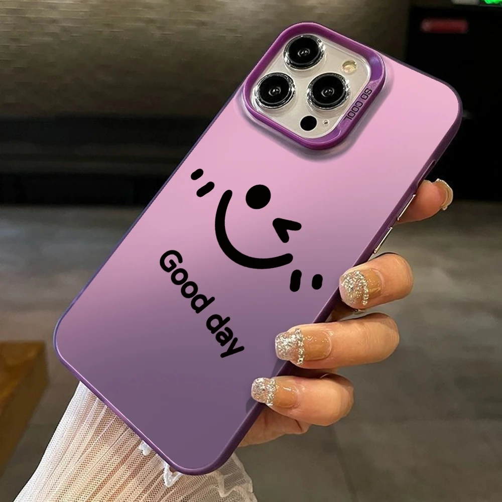 Phone Case For Infinix Hot 40 Pro 40i 30i 10T 10S 10 Lite 9 11 30 Play NFC Luxury Cute Smiley Face Matte IMD Plating Hard Cover