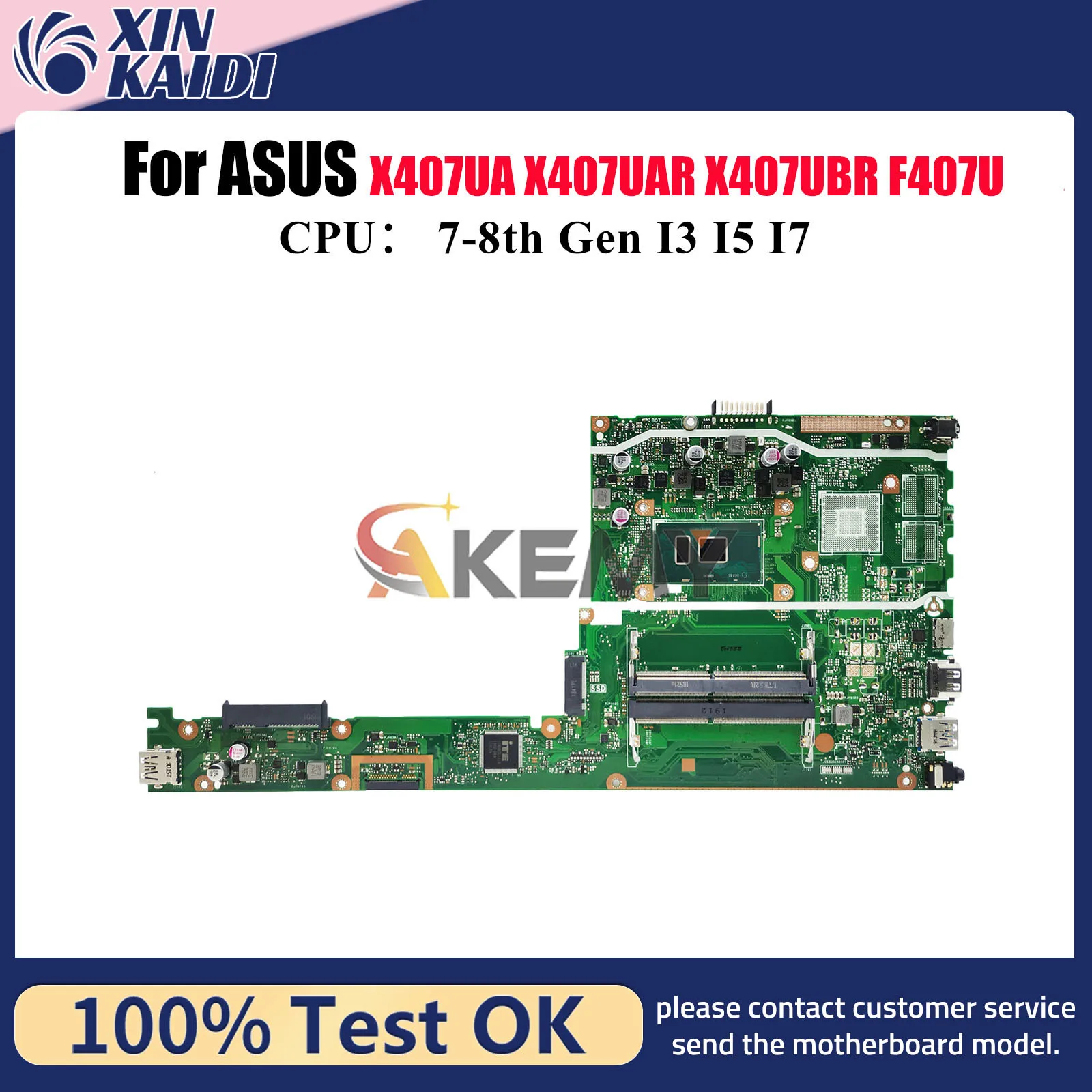 

X407UA Laptop Motherboard For ASUS X407UB Y4000U A407U X407UF X407UAR X407UA X407UBR X407UV X407U F407U Mainboard I3 I5 I7 CPU
