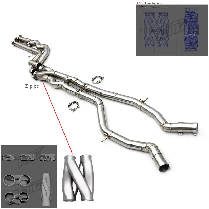 

OEM 2.5inch Z-Pipe Equal Length Exhaust MidPipe for BMW M3/M4 F80/F82/F83 S55 3.0T 2015-2017 SS304 Middle Exhaust Pipe 63mm