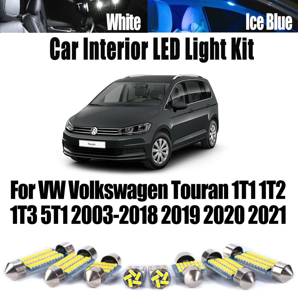 

Комплект светодиодного внутреннего освещения Canbus для VW Volkswagen Touran 1T1 1T2 1T3 5T1 2003-2018 2019 2020 2021 Автомобильная лампа для зеркала косметического столика
