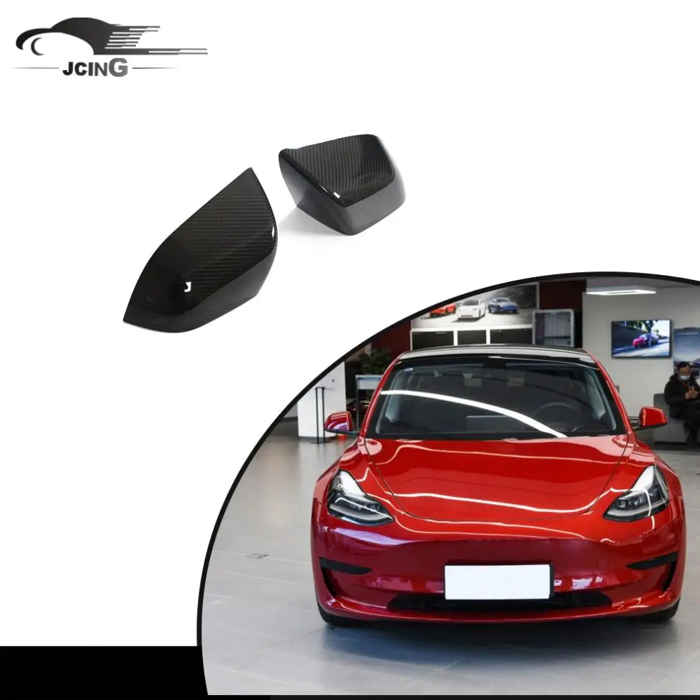 

Suitable for Tesla Model 3 matte black dry carbon fiber side mirror car rearview mirror cover trim
